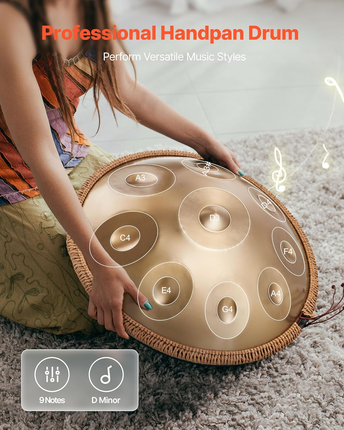 Celestial Resonance Handpan Drum - 22” 9 Note 432Hz D Minor